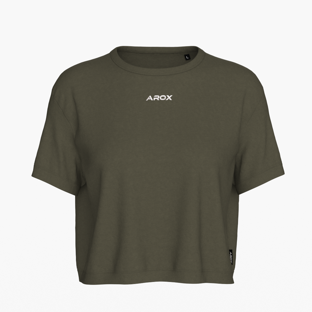 SportsTech kvinde box crop t-shirt ranger green