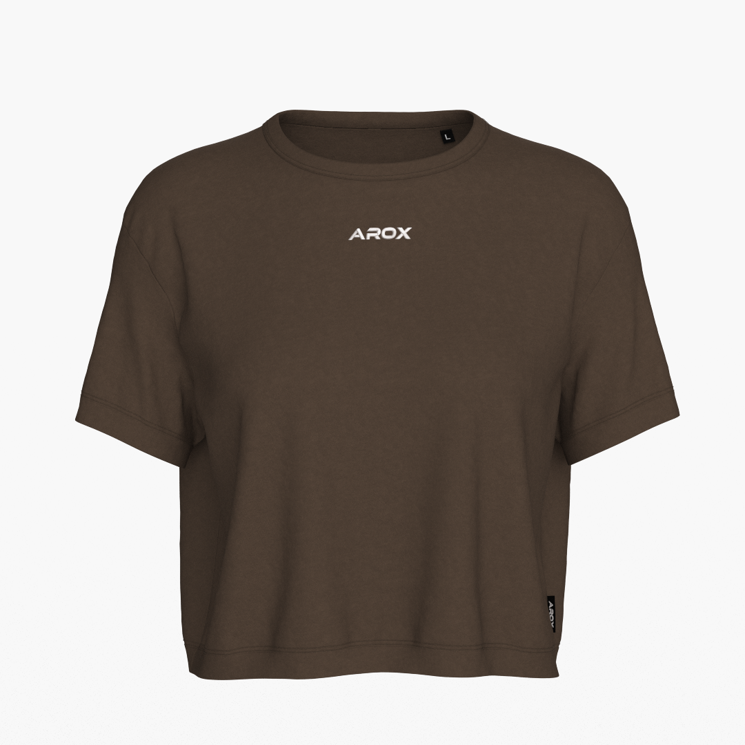 SportsTech kvinde box crop t-shirt mørkebrun