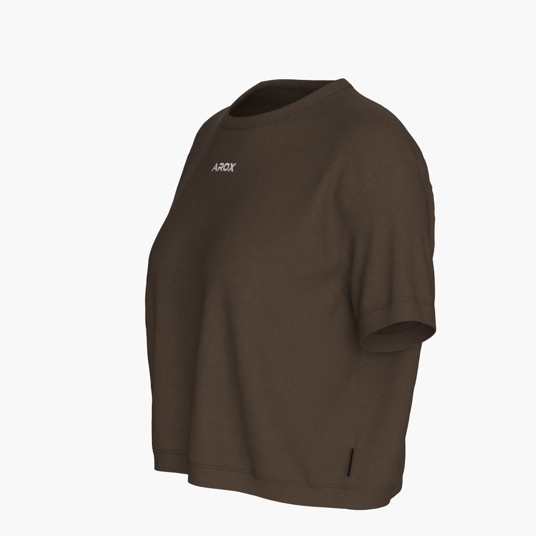 SportsTech kvinde box crop t-shirt mørkebrun