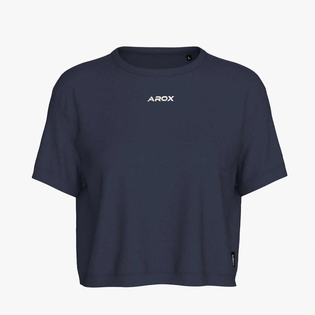 SportsTech kvinde box crop t-shirt navy blå
