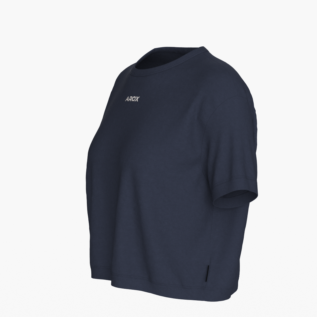 SportsTech kvinde box crop t-shirt navy blå